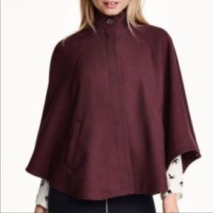 H&M Burgundy poncho cape with pockets